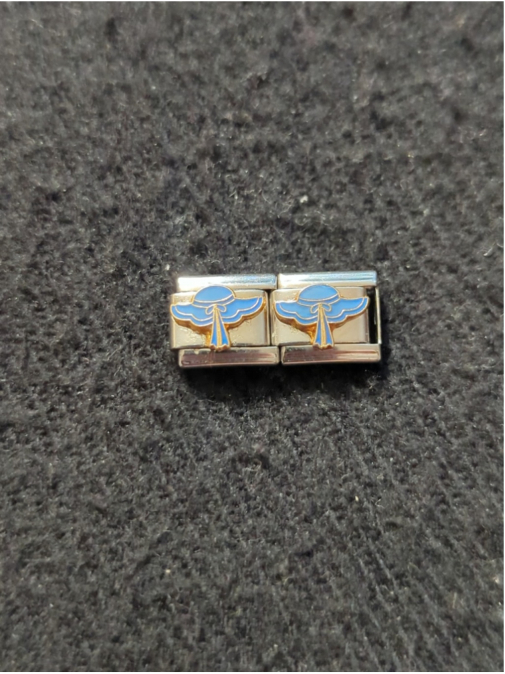 Vintage D'linQ Blue Floppy Hat 9mm Italian Charm Bracelet Charms - Set Of 2